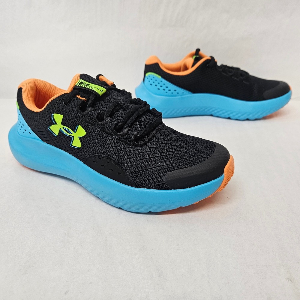 Under Armour BGS Surge 4 Running Shoe 3027103-007 Black Blue Orange Kids Size 5Y